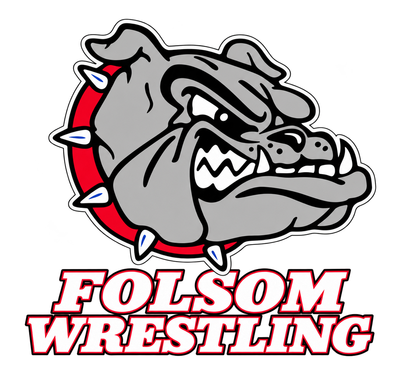 Folsom Wrestling &mdash; Bulldog logo with red accents